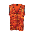 Spika Ranger adult hunting vest in Biarri Blaze orange camo, front view with full-length zip