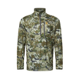 Spika Guide men's lightweight half-zip hunting top in Biarri Camo, front view with chest pocket