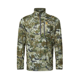 Spika Guide men's lightweight half-zip hunting top in Biarri Camo, front view with chest pocket