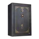 Spika SFB2 extra large fire resistant 39-gun safe with keypad and brass handle, three-quarter view