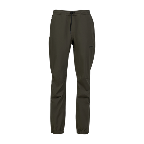 Spika Reign women's pants in Olive Summit, front view with drawcord waist and cuffed ankles