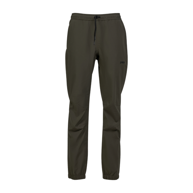 Spika Reign women's pants in Olive Summit, front view with drawcord waist and cuffed ankles