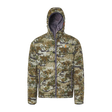 Spika Chase men's hooded puffer jacket in Biarri Camo with full zip and grey lined hood, front view