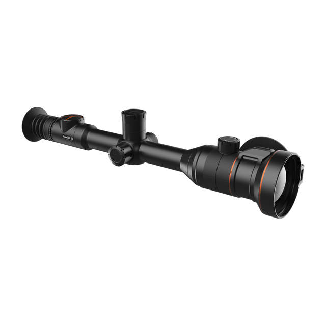 ThermTec Ares 360 2.0 thermal tube scope in black, three-quarter front view with large objective lens