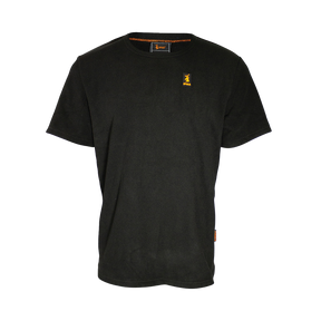 Spika Alpine men's fleece t-shirt in black with small embroidered chest logo, front view