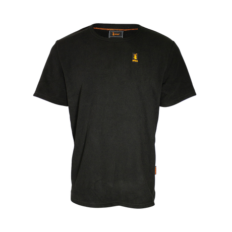 Spika Alpine men's fleece t-shirt in black with small embroidered chest logo, front view
