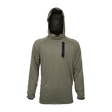 Spika Bandit men's lightweight hunting hoodie in Moss Green, front view with hood up