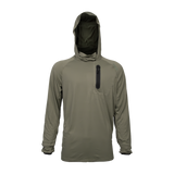 Spika Bandit men's lightweight hunting hoodie in Moss Green, front view with hood up