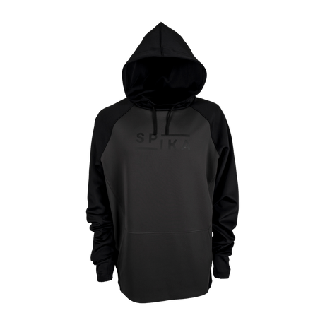 Spika GO Scuba men's hoodie in slate and black, front view with black raglan sleeves and hood