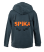 Spika Red Stag youth hoodie in Washed Pine, back view with large orange Spika logo and antler graphic