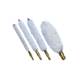 Spika cotton mops for barrel cleaning, set of four sizes with brass threaded fittings
