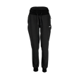 Spika GO Casual women's jogger pants in black, front view with ribbed waistband and drawcord