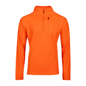 Spika Campside men's quarter-zip fleece top in Blaze Orange with zip chest pocket, front view
