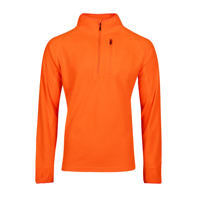 Spika Campside men's quarter-zip fleece top in Blaze Orange with zip chest pocket, front view