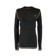 Spika ThermaFlow women's thermal base layer top in Black, front view with orange seams and stag logo