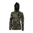 Spika Bandit women's hoodie in Biarri Camo with built-in face mask hood and chest zip pocket, front