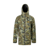 Spika Edge men's waterproof hunting jacket in Biarri Camo with hood and full zip, front view