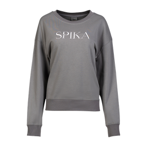 Spika Coronet women's crew neck sweatshirt with white Spika logo across the chest, front view