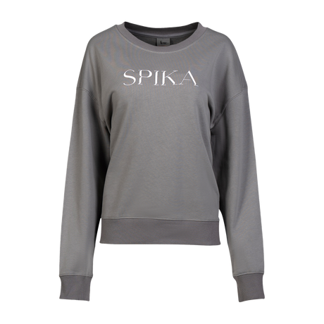 Spika Coronet women's crew neck sweatshirt with white Spika logo across the chest, front view