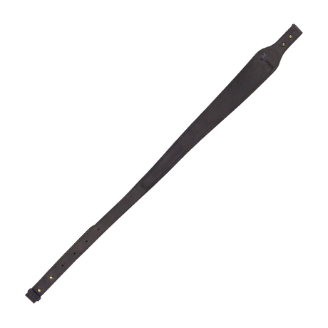 Spika padded gun sling in dark brown leather-look finish, shown full length with stitched ends