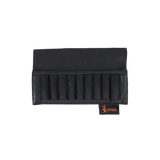 Spika buttstock shell holder in black elastic with nine cartridge loops and Spika logo tab