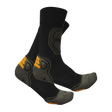 Spika Alpine adult hiking socks in black with grey cushioned heel, toe and orange accents, pair