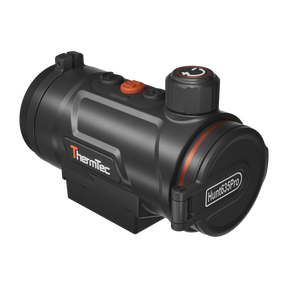 ThermTec Hunt Pro 635 thermal clip-on, front three-quarter view with Hunt635Pro lens cap closed