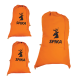 Spika Drover meat bag 3 pack in blaze orange, two small and one large drawstring bags with stag logo