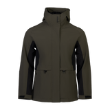 Spika Reign women's hooded jacket in Olive Summit/Black, front view with black side panels