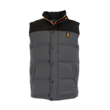 Spika GO Casual men's puffer vest in grey with black yoke, front view with press-stud placket