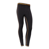 Spika ThermaFlow women's thermal base layer pants in Black with orange seams and Spika waistband