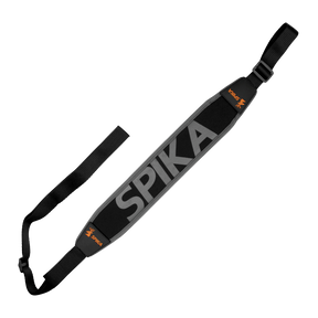 Spika Alpine Rifle Sling in grey and black with large Spika lettering on the padded shoulder section