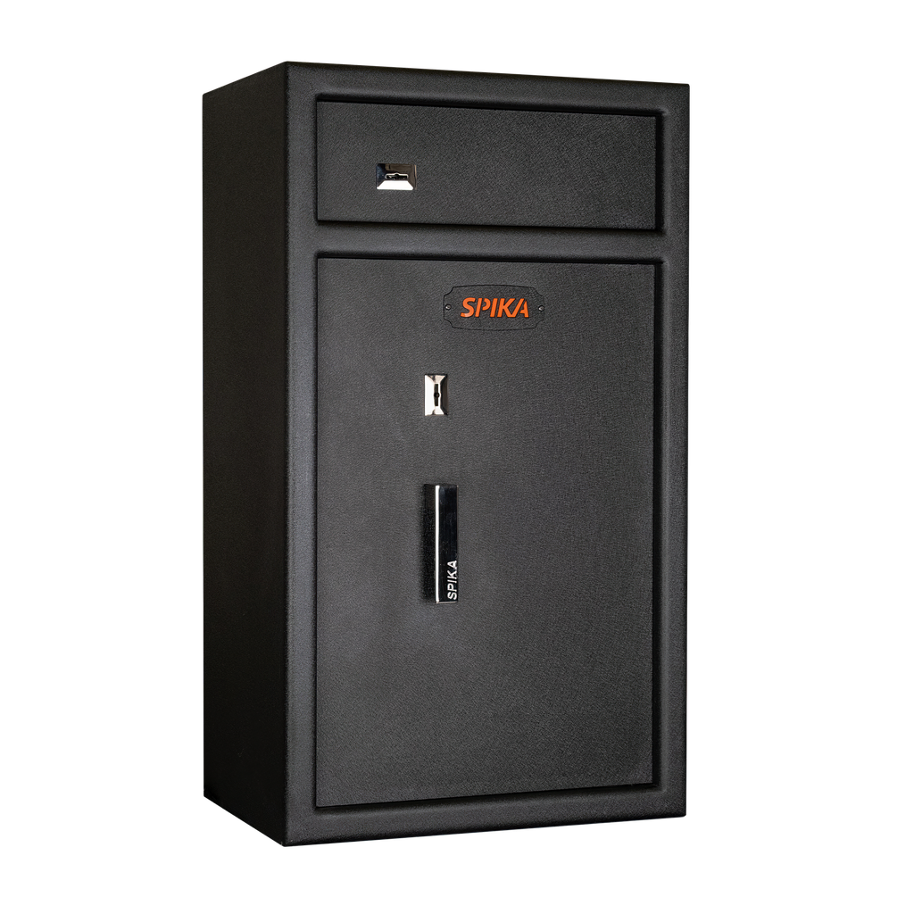 Spika S3H large pistol safe with ammunition compartment, Category H/D, three-quarter view