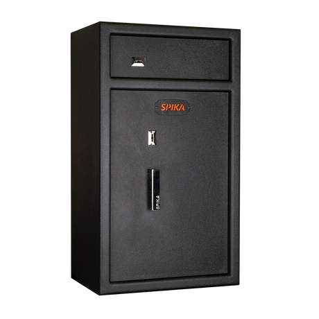 Spika S3H large pistol safe with ammunition compartment, Category H/D, three-quarter view