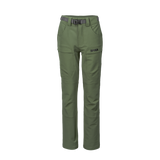 Spika Recon women's hunting pants in Ivy Green, front view with webbing belt and cargo pockets