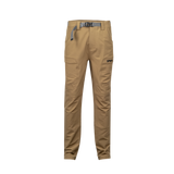 Spika Recon men's hunting pants in Khaki, front view with grey webbing belt and cargo pockets