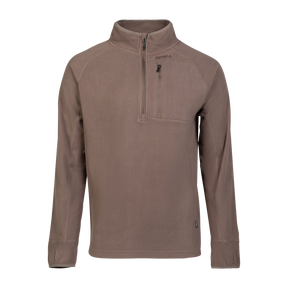 Spika Campside men's quarter-zip fleece top in Chocolate brown with zip chest pocket, front view