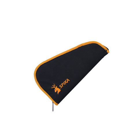 Spika fabric pistol bag in black with orange trim and orange Spika logo