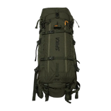 Spika Drover II Hauler 40L pack only in Olive Summit, front view of the bag with straps and vertical Spika logo