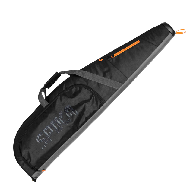 Spika deluxe 49in gun bag in grey and black with orange zip and carry strap