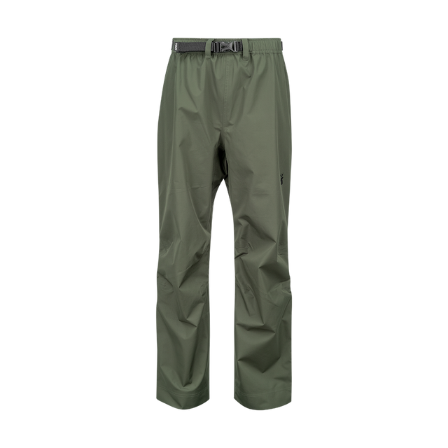Spika Scout men's pull-on waterproof pants in Olive, front view with webbing belt