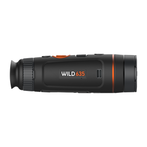 ThermTec Wild 635 thermal monocular, side profile showing the Wild 635 model badge