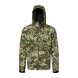 Spika Highpoint men's hooded shell hunting jacket in Biarri Camo, front view with hood up