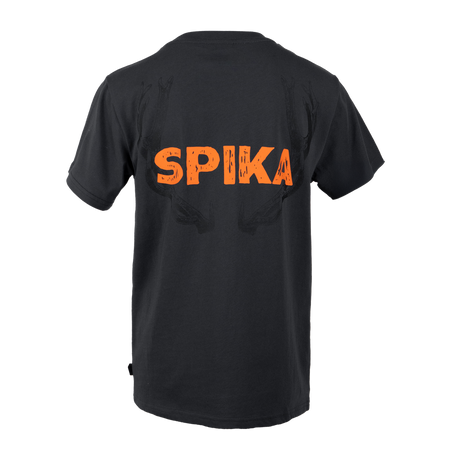 Spika Red Stag youth T-shirt in Washed Pine, back view with large orange Spika logo print