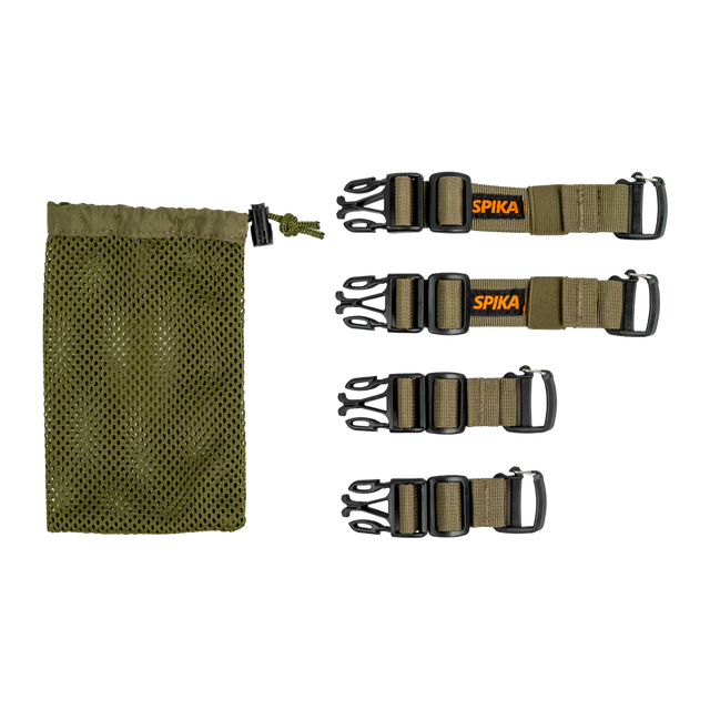 Spika Drover bino pack connecting straps, set of four buckle straps with olive mesh storage bag
