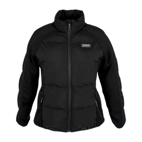 Spika GO Chase X women's jacket in black, front view with full zip, hand pockets and SPIKA badge