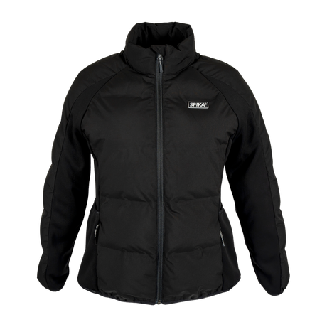Spika GO Chase X women's jacket in black, front view with full zip, hand pockets and SPIKA badge