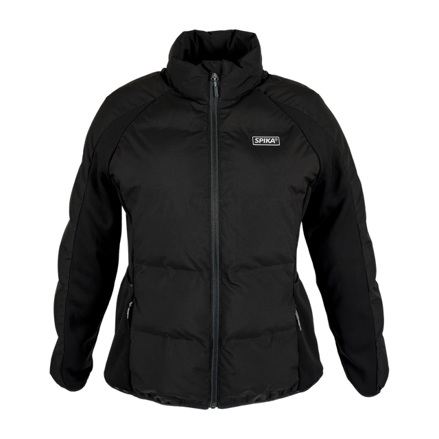 Spika GO Chase X women's jacket in black, front view with full zip, hand pockets and SPIKA badge