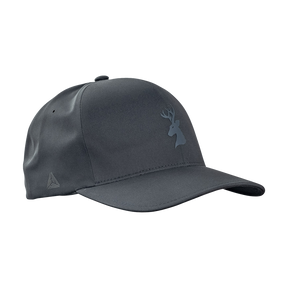 Spika GO Advance Flexfit cap in Black with tonal Delta stag head logo, three-quarter side view