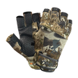 Spika Precision men's fingerless shooting gloves in Biarri Camo, pair showing back and palm grip